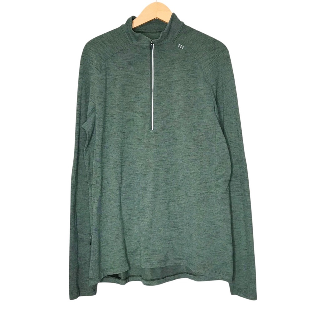 Lululemon Surge Warm 1/2 Zip Green Heather Training Workout Running Men's Large